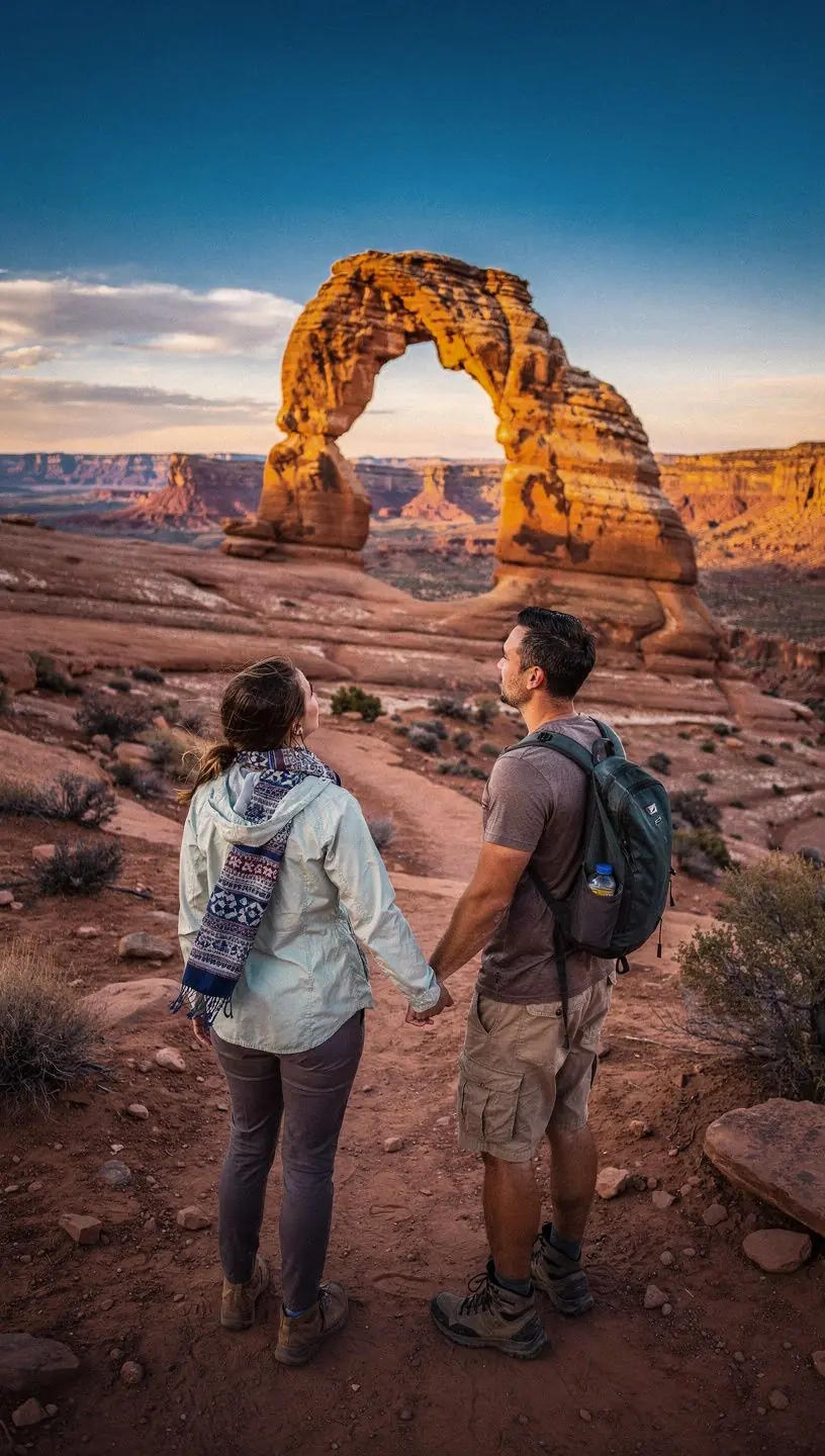 Пара, наслаждающаяся скалолазанием на красивых скалах в живописном месте.