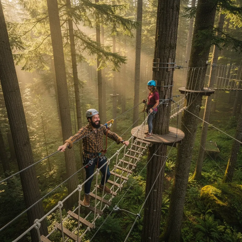 Экстремальное приключение: туристы, покоряющие вершину горы на фоне заката.
