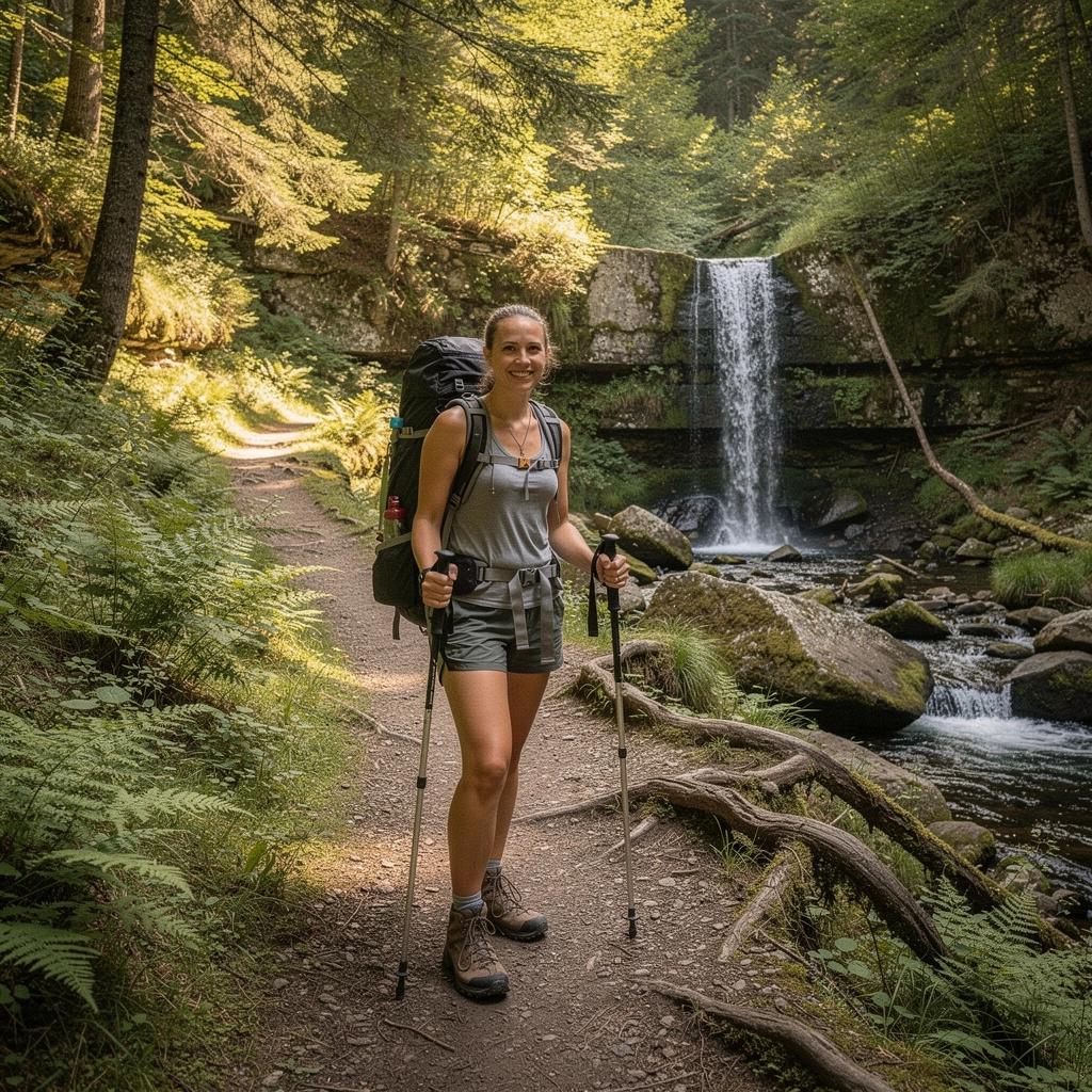 Парашютист, совершающий прыжок с самолета над живописным пейзажем.